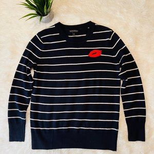 Banana Republic Italian Merino Blend Navy "Lip Kiss" Sweater